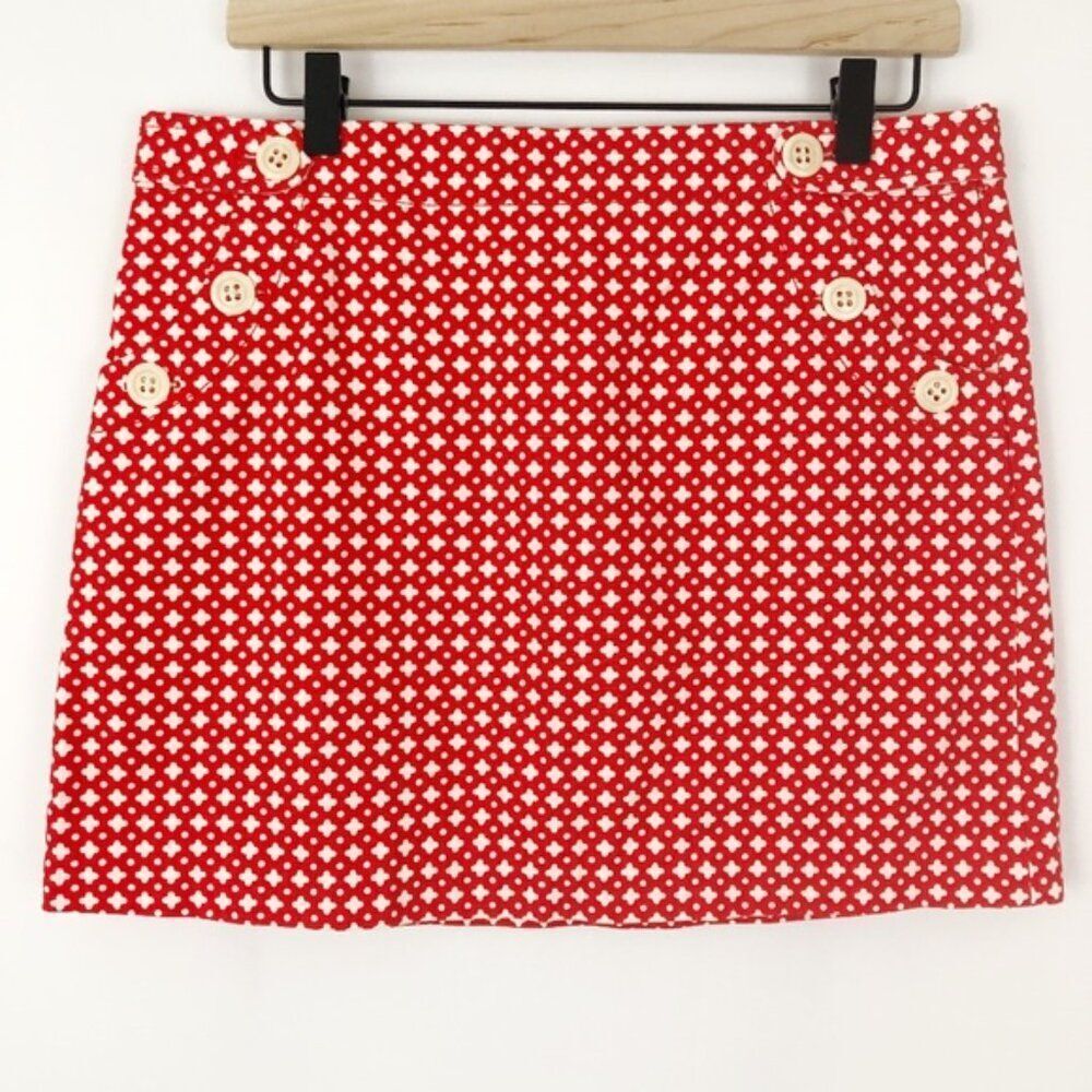J. Crew Red and White Mini Skirt